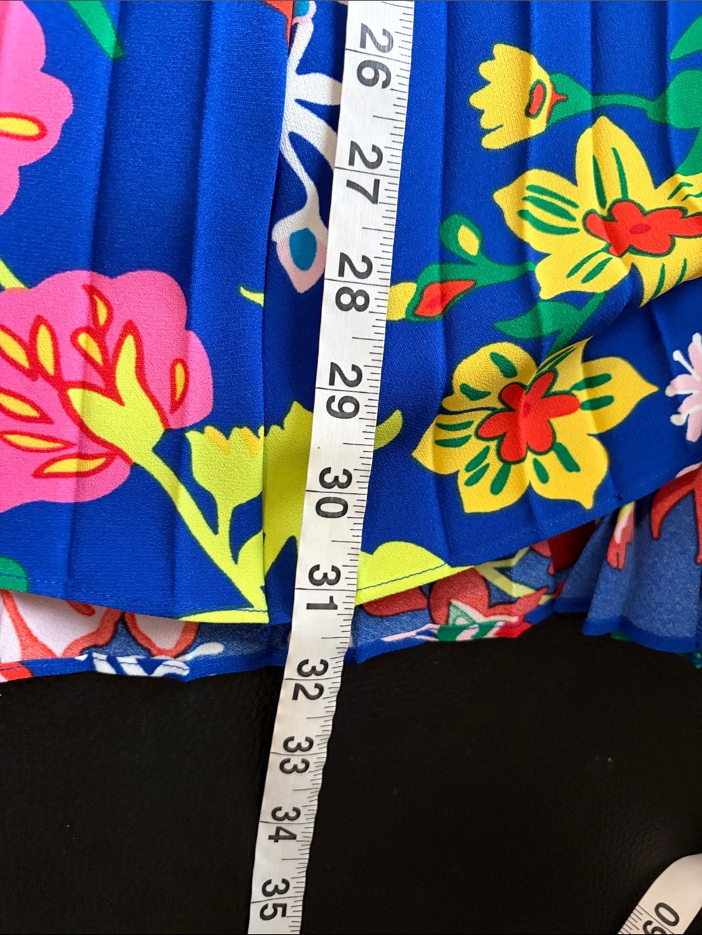 Boden Pleated Midi Skirt Blue Wildflower Cluster mid calf invisible zip Sz 8 - Picture 5 of 10